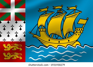 Saint Pierre and Miquelon waving flag vector editable