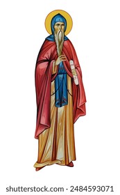 Saint Prochor Pecersky illustration in Byzantine style isolated