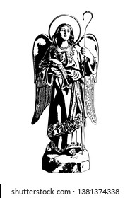 Saint Raphael The Archangel Catholic Vector Illustration Religious Art