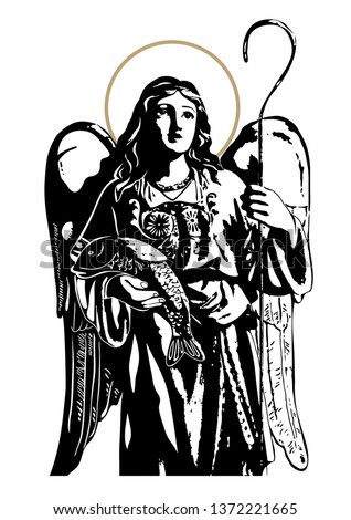 Saint Raphael Archangel Catholic Vector Illustration