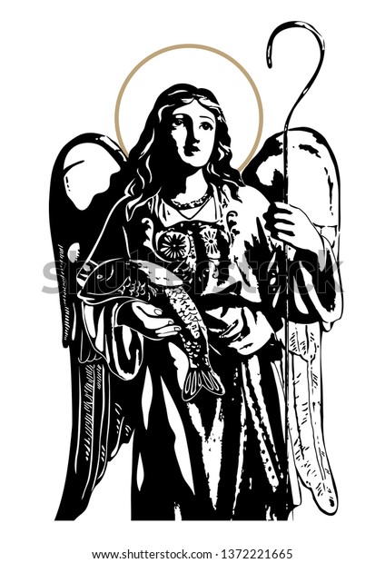 Saint Raphael Archangel Catholic Vector Illustration Stock Vector Royalty Free 1372221665