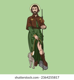 Saint Roch of Montpellier Colored Vector Illustration