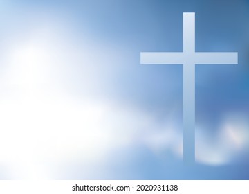 Saint savior die rescue rise divine spirit life dusk happy joy day scene design. Shiny risen prayer forgive believe devote white beam ray old logo icon draw biblic art blue air text space view pattern