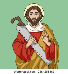 Saint Simon the Zealot Apostle Colored Vector Illustration