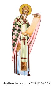 Saint Spyridon, Bishop of Trimythous in Byzantine style isolated