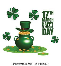 Afiche del Día de San Patricio. Cartas caligráficas Feliz Día de San Patrón. Ilustración vectorial. Ilustración vectorial de los antecedentes del Día de San Patricio