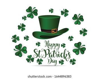 Saint St. Patrick Day poster. Calligraphic Lettering Happy St Patricks Day. Vector Illustration. Vector Illustration of a St. Patrick's Day Background