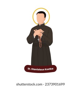 Saint Stanislaus Kostka vector illustration. Feast November 13th. Catholic Saint.