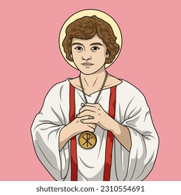 Saint Tarcisius of Rome Colored Vector Illustration