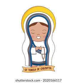 saint teresa of calcutta cartoon isolated over white background. vector illustration