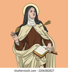 Saint Teresa of Jesus of Avila Colored Vector Illustration