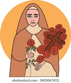 Saint Teresa Lisieux religious vector illustration 