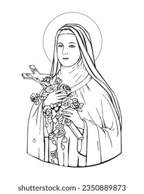 Saint Therese of Child Jesus Catholic Illustration religious Vector