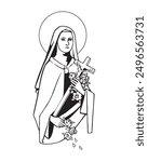 Saint Therese of Child Jesus Illustration Catholic religious Vector 