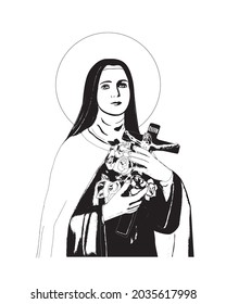 Saint Therese of Child Jesus illustration catholic religious vector