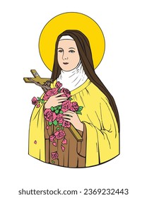 Saint Therese of Child Jesus Illustration catholic religious Vector