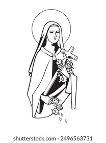 Saint Therese of Child Jesus Illustration Catholic religious Vector 