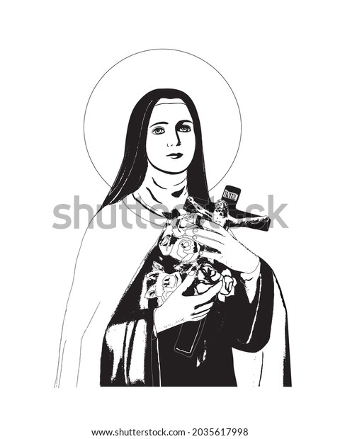 Saint Therese of Child Jesus illustration catholic\
religious vector