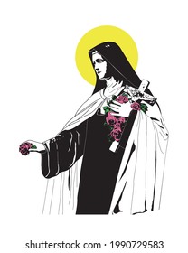 Saint Therese of Child Jesus vector catholic religious Illustration 