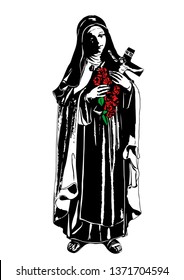 saint Therese of Lisieux child Jesus catholic vector