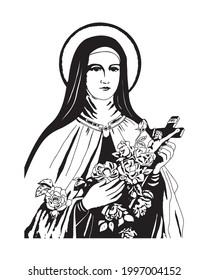 Saint Therese of Lisieux Child Jesus vector catholic religious Illustration