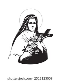 Saint Therese of Lisieux Child Jesus vector catholic religious Illustration