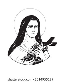 Saint Therese of Lisieux Child Jesus vector catholic religious Illustration