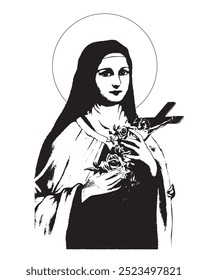 Saint Therese of Lisieux Child Jesus Illustration catholic religious vector