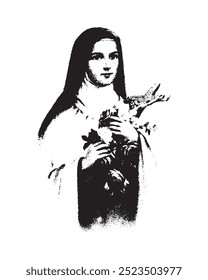 Saint Therese of Lisieux Child Jesus Illustration catholic religious vector