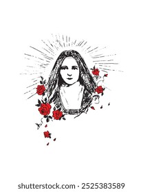 Saint Therese of Lisieux Child Jesus vector catholic religious Illustration