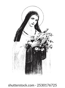 Saint Therese of Lisieux Child Jesus vector catholic religious Illustration