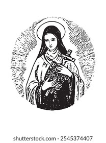 Santa Teresa de Lisieux Niño Jesús Vector Ilustración religiosa católica