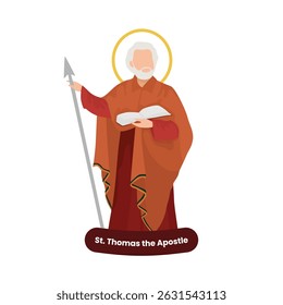 Saint Thomas the Apostle vector illustration. Feast July 3rd. Catholic Saint.
