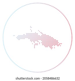Saint Thomas digital badge. Dotted style map of Saint Thomas in a circle. Tech icon of the island with gradiented dots. Classy vector illustration.