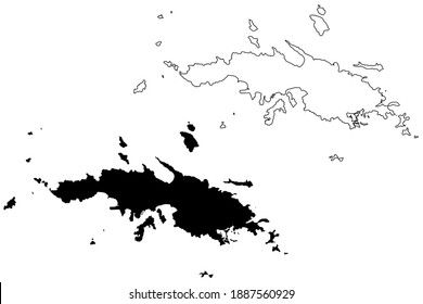 Saint Thomas District, United States Virgin Islands (U.S. county, United States of America, USA, U.S., US) map vector illustration, scribble sketch St. Thomas Island map