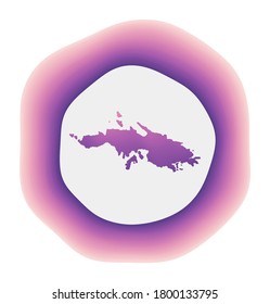 Saint Thomas icon. Colorful gradient logo of the island. Purple red Saint Thomas rounded sign with map for your design. Vector illustration.