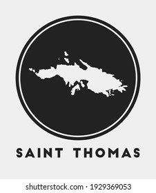 Saint Thomas icon. Round logo with island map and title. Stylish Saint Thomas badge with map. Vector illustration.