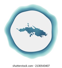 Saint Thomas logo. Badge of the island. Layered circular sign around Saint Thomas border shape. Classy vector illustration.