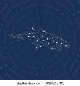 Saint Thomas network style island map. Immaculate space style, modern design for infographics or presentation.
