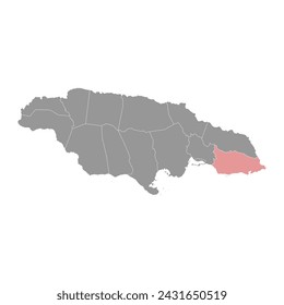 Saint Thomas Parish map, administrative division of Jamaica. Vector illustration.