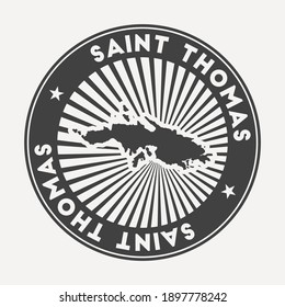 Saint Thomas round logo. Vintage travel badge with the circular name and map of island, vector illustration. Can be used as insignia, logotype, label, sticker or badge of the Saint Thomas.