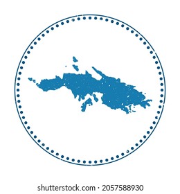 Saint Thomas sticker. Travel rubber stamp with map of island, vector illustration. Can be used as insignia, logotype, label, sticker or badge of the Saint Thomas.