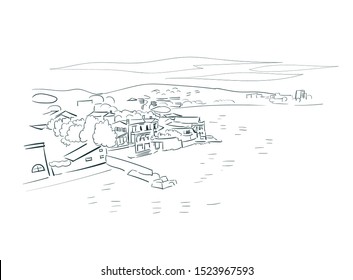 Saint Tropez France Europe vector sketch city illustration line art