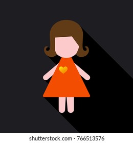 Saint valentine day - cute girl holding heart on dress