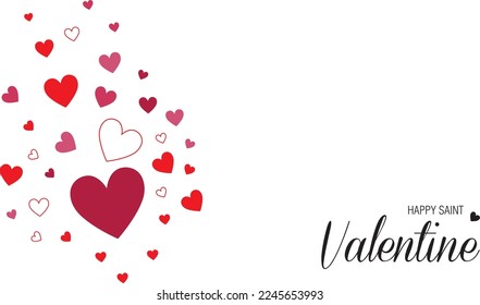 A saint valentine day greeting card with colored hearts and copy space