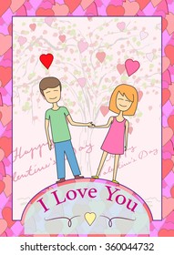 Saint Valentine Holiday. Can be used as post card, greeting card and etc.
