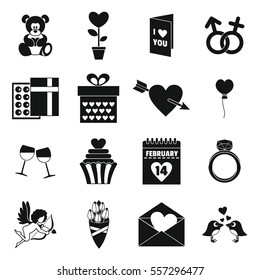 Saint Valentine icoins set. Simple illustration of 16 Saint Valentine vector icons for web