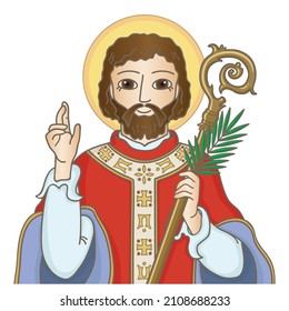 Saint Valentine, Roman saint, the Patron Saint of affianced couples, commemorated on February 14. Vector illustration 