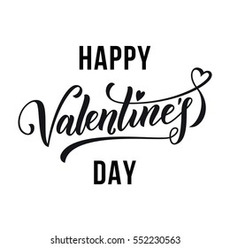 Saint Valentine vector heart calligraphy text for greeting card with black frame on white background. Valentines day 14 February love congratulation design