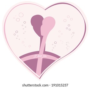 Saint Valentine's card with stylized male and female gender symbols in a heart shape.